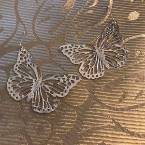 Silver tone Butterfly earrings